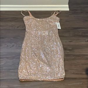 Rose gold sequin dress
